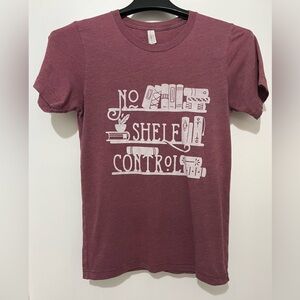 EUC Bella Canvas Maroon/Dusty Mauve Graphic Tee for Librarian or Book Worm - S